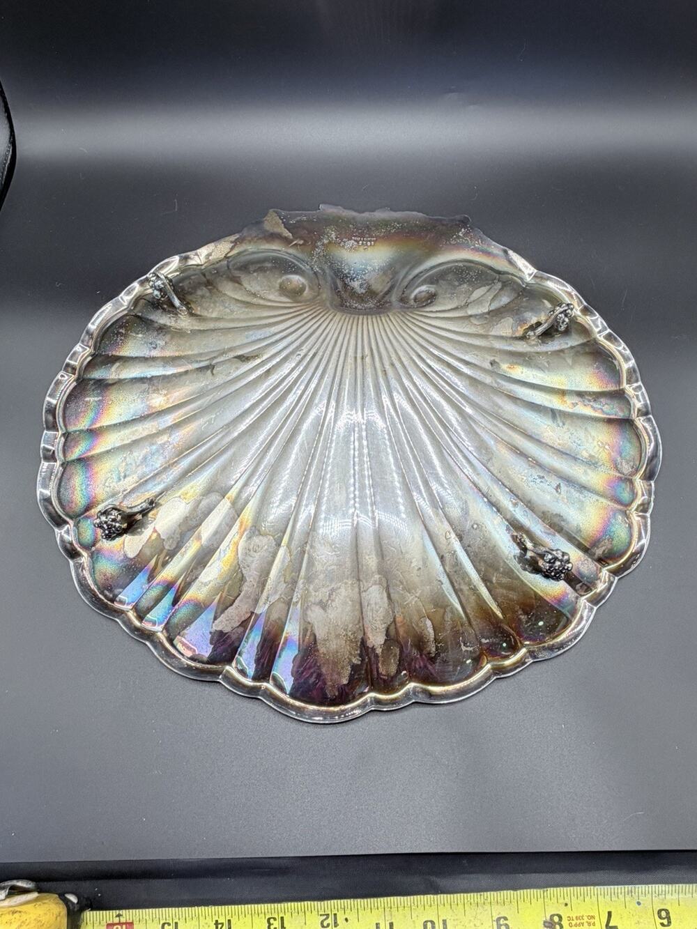 Reed & Barton 2008 Silverplate Shell Platter 16” Grape Handle (#1)